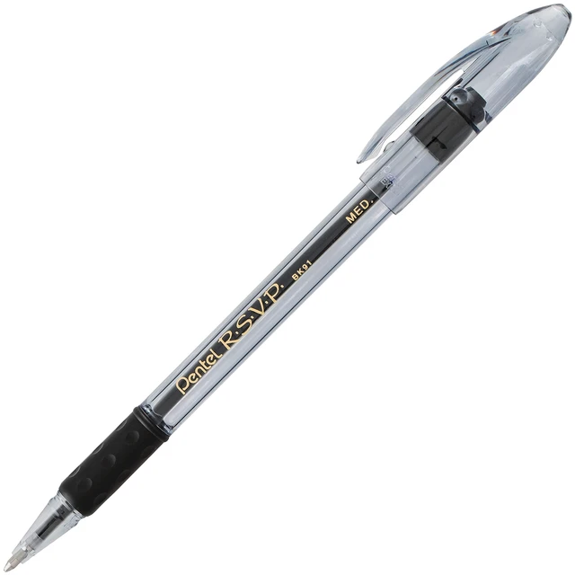 Alt view image 4 of 6 - Pentel RSVP Colors Ballpoint Pen 1.0mm Medium Line Black Ink Pack of 2 (BK91CRBP2A)