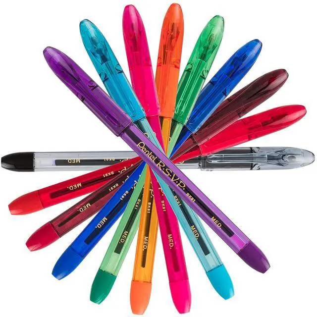Alt view image 3 of 6 - Pentel RSVP Colors Ballpoint Pen 1.0mm Medium Line Black Ink Pack of 2 (BK91CRBP2A)