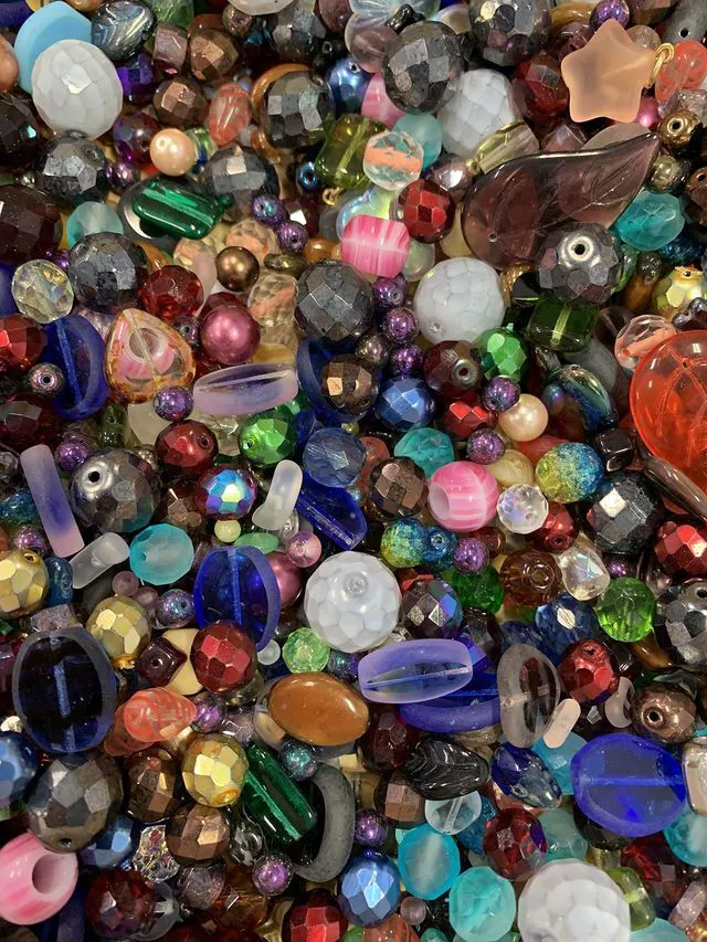 Main image of Glass Beads Assortment, 4-18mm, Half Pound, Colorful Crystal for Jewelry Making, DIY Lamp Work, Arts and Crafts