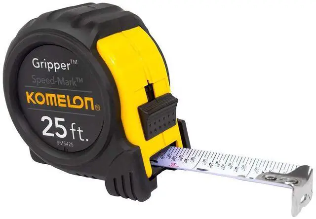 Main image of Komelon SM5425 Speed Mark Gripper Acrylic Coated Steel Blade Measuring Tape, 1-Inch x 25ft, White