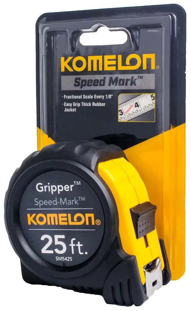 Alt view image 3 of 4 - Komelon SM5425 Speed Mark Gripper Acrylic Coated Steel Blade Measuring Tape, 1-Inch x 25ft, White