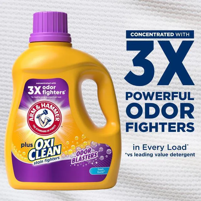 Alt view image 3 of 5 - ARM & HAMMER Plus OxiClean Odor Blasters Liquid Laundry Detergent, 77Loads, Fresh Scent