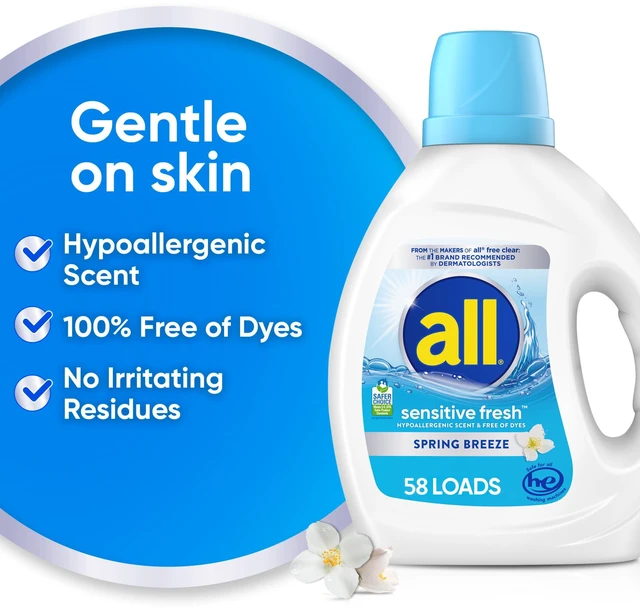 Alt view image 2 of 5 - All Sensitive Fresh Liquid Laundry Detergent, Spring Breeze, 73oz, 58 Loads