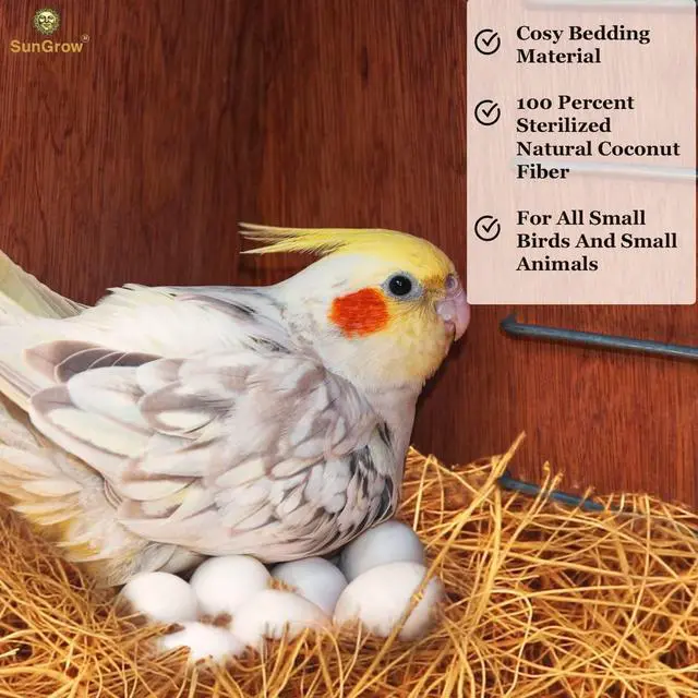 Alt view image 7 of 7 - SunGrow Finch Coconut Fiber 1.5 oz, Loose Bedding Substrate and Nesting Material for Birds Nest Cages - Budgie, Canary, Hummingbird, Parakeet