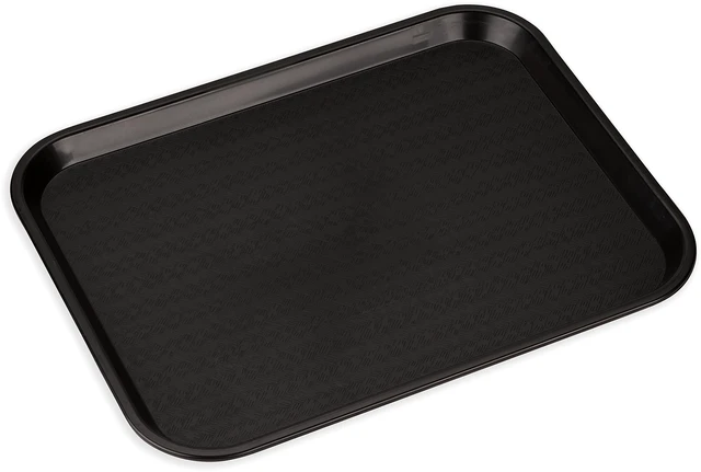 Main image of Carlisle FoodService Products Fast Food Cafeteria Tray, Durable Polypropylene, Slip-Resistant Surface, Stackable for Cafes and Schools, BPA-Free, Rectangular, Black