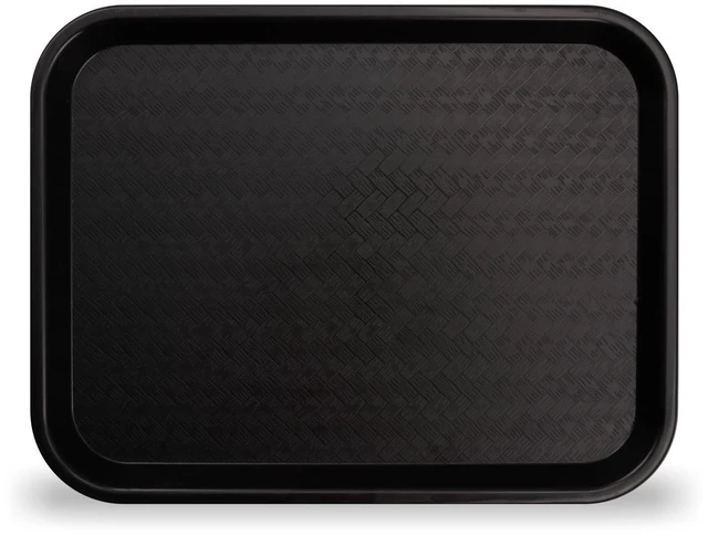 Alt view image 6 of 6 - Carlisle FoodService Products Fast Food Cafeteria Tray, Durable Polypropylene, Slip-Resistant Surface, Stackable for Cafes and Schools, BPA-Free, Rectangular, Black