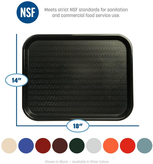 Alt view image 2 of 6 - Carlisle FoodService Products Fast Food Cafeteria Tray, Durable Polypropylene, Slip-Resistant Surface, Stackable for Cafes and Schools, BPA-Free, Rectangular, Black