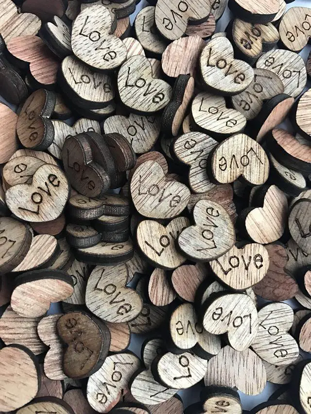 Main image of 200pcs Rustic Wooden Love Heart Wedding Table Scatter Decoration, Crafts Children's DIY Manual Patch