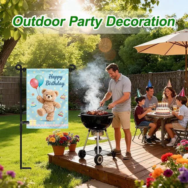 Alt view image 4 of 6 - HOOSUN Garden Flag Stand, Premium Metal Powder-Coated Weather-Proof Paint Holder Pole with Flag Clip and Spring Stoppers, Without Flag
