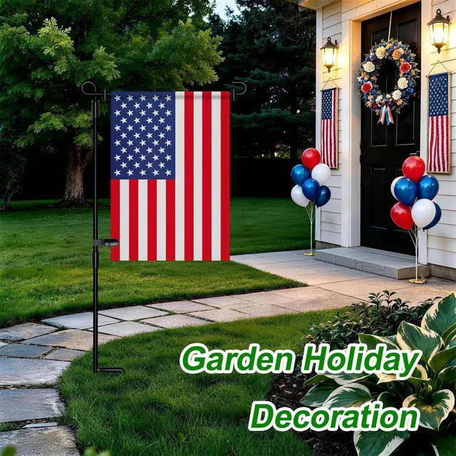 Alt view image 2 of 6 - HOOSUN Garden Flag Stand, Premium Metal Powder-Coated Weather-Proof Paint Holder Pole with Flag Clip and Spring Stoppers, Without Flag
