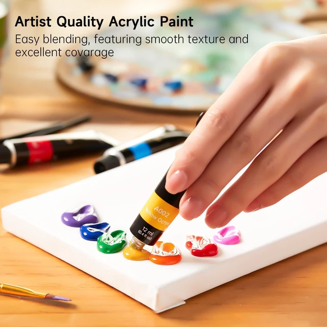 Alt view image 3 of 6 - Shuttle Art Acrylic Paint Set, 16 x 12ml Tubes, Artist Quality, Non Toxic, Rich Pigments, for Canvas, Wood, Clay, Fabric, Ceramic Crafts