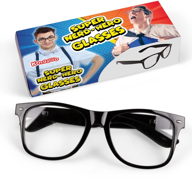 Alt view image 4 of 7 - Kangaroo Classic Black Fake Superhero Glasses Frames for Adults Cosplay