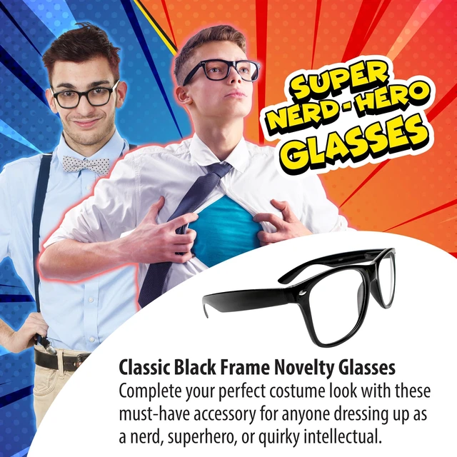 Alt view image 3 of 7 - Kangaroo Classic Black Fake Superhero Glasses Frames for Adults Cosplay