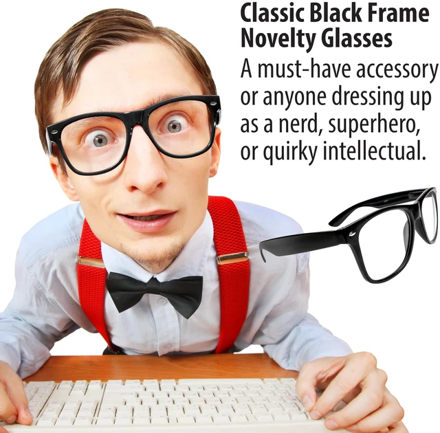 Alt view image 5 of 7 - Kangaroo Classic Black Fake Superhero Glasses Frames for Adults Cosplay