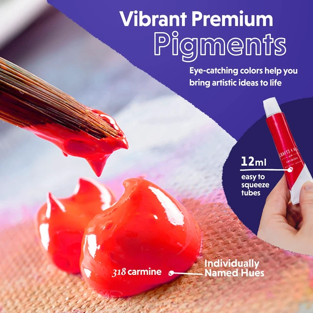 Alt view image 5 of 6 - Crafts 4 All Acrylic Paint Set - 24 Pack of 12mL Paints with 3 Art Brushes, Non-Toxic Craft Paint for Adults and Artists, for Easter Eggs, Ceramic Rock Art Supplies