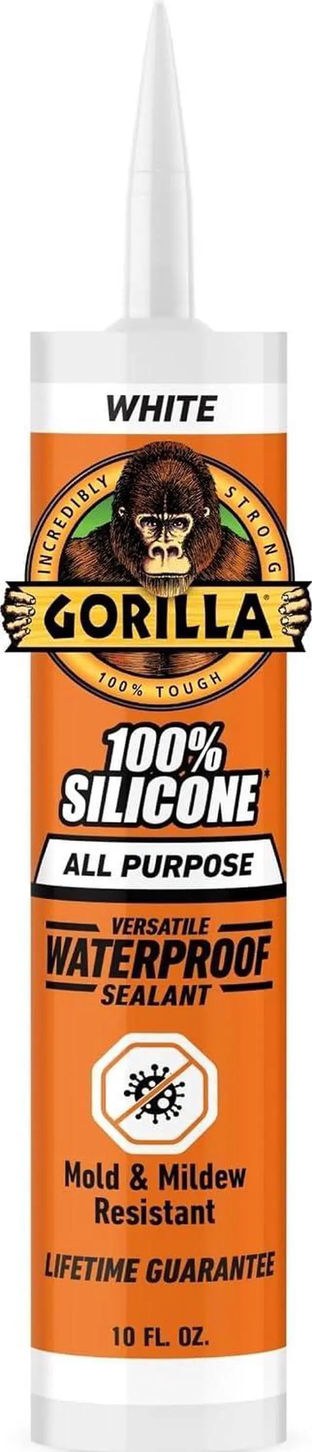 Main image of Gorilla 100% Silicone Waterproof Caulk, All-Purpose, White, 10 oz Cartridge