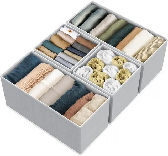 Main image of Set of 4 Gray Simple Houseware Underwear Drawer Organizer