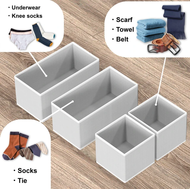 Alt view image 6 of 7 - Set of 4 Gray Simple Houseware Underwear Drawer Organizer