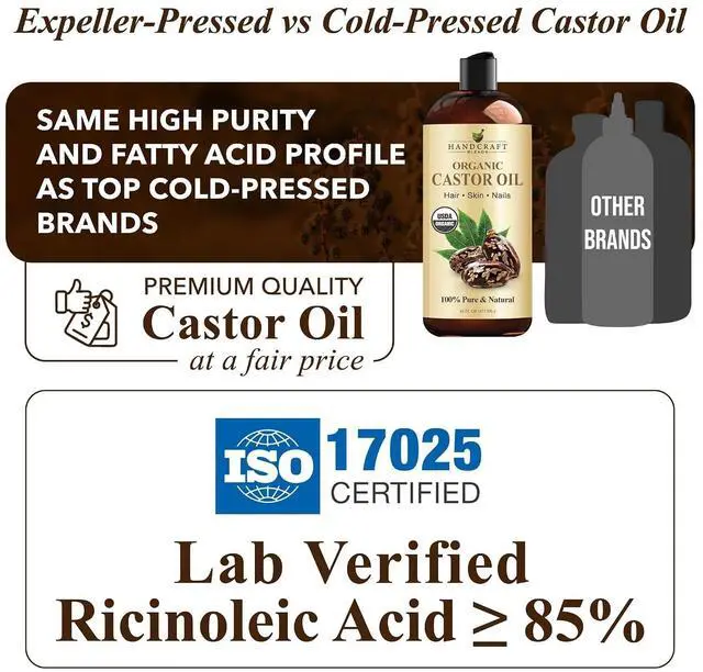Alt view image 5 of 7 - Handcraft Blends Organic Castor Oil - 16 Fl Oz