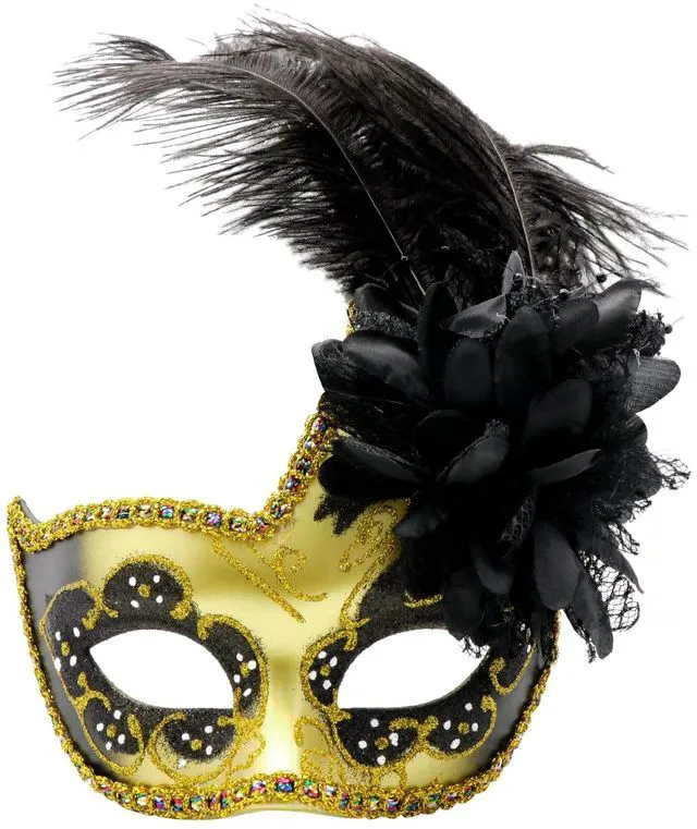 Main image of Coddsmz Women Feather Masquerade Mask Venetian Party Mardi Gras Princess Fancy Dress Halloween Costume