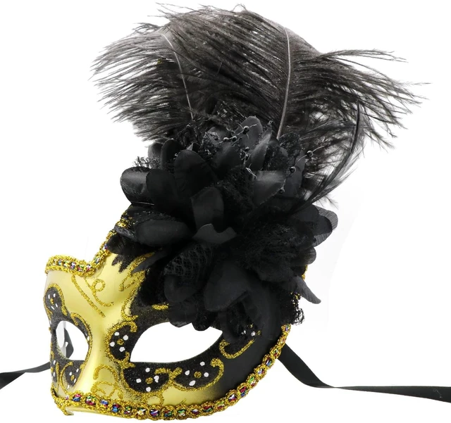 Alt view image 6 of 7 - Coddsmz Women Feather Masquerade Mask Venetian Party Mardi Gras Princess Fancy Dress Halloween Costume