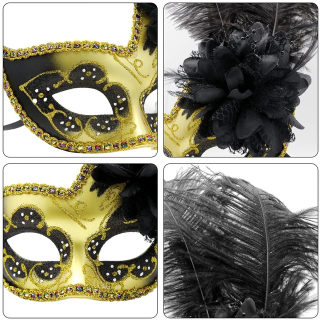 Alt view image 5 of 7 - Coddsmz Women Feather Masquerade Mask Venetian Party Mardi Gras Princess Fancy Dress Halloween Costume