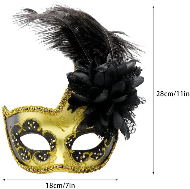 Alt view image 2 of 7 - Coddsmz Women Feather Masquerade Mask Venetian Party Mardi Gras Princess Fancy Dress Halloween Costume