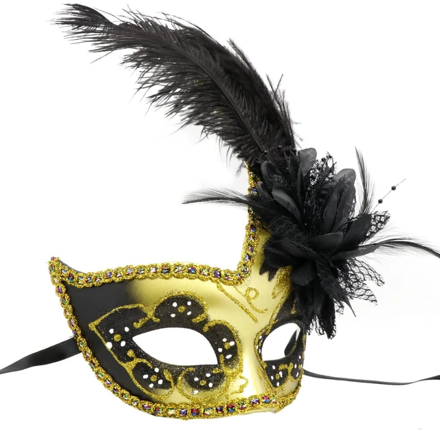 Alt view image 7 of 7 - Coddsmz Women Feather Masquerade Mask Venetian Party Mardi Gras Princess Fancy Dress Halloween Costume