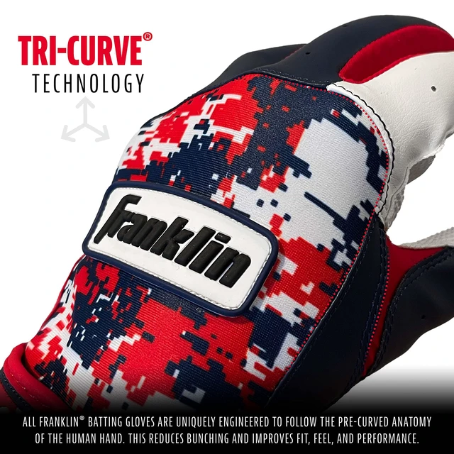Alt view image 4 of 6 - Franklin Sports MLB Youth Batting Gloves Digitek Camo Premium Leather Baseball Softball Many Sizes Colors