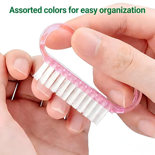 Alt view image 5 of 6 - 12-Pack Handle Grip Nail Brush Assorted Color, Fingernail Scrub Brushes for Toes and Nails, Pedicure Brushes for Men and Women