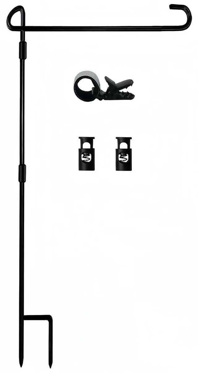 Main image of Garden Flag Pole Stand Holder with Flag Stopper and Clip, Waterproof Powder-Coated Paint, for Outdoor Yard Flags