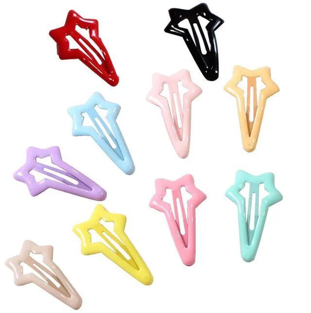 Main image of Daycount 10pcs Colorful Stars Duckbill Hair Clips for Ladies, Teens, Girls (Random Color)