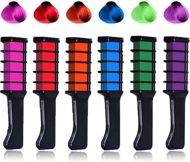 Alt view image 7 of 7 - LAWOHO Hair Chalk Comb 6 Colors Temporary Hair Dye Marker Gift for Girls Kids Adults Halloween Christmas Birthday Party Cosplay