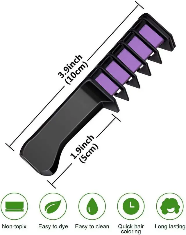 Alt view image 6 of 7 - LAWOHO Hair Chalk Comb 6 Colors Temporary Hair Dye Marker Gift for Girls Kids Adults Halloween Christmas Birthday Party Cosplay