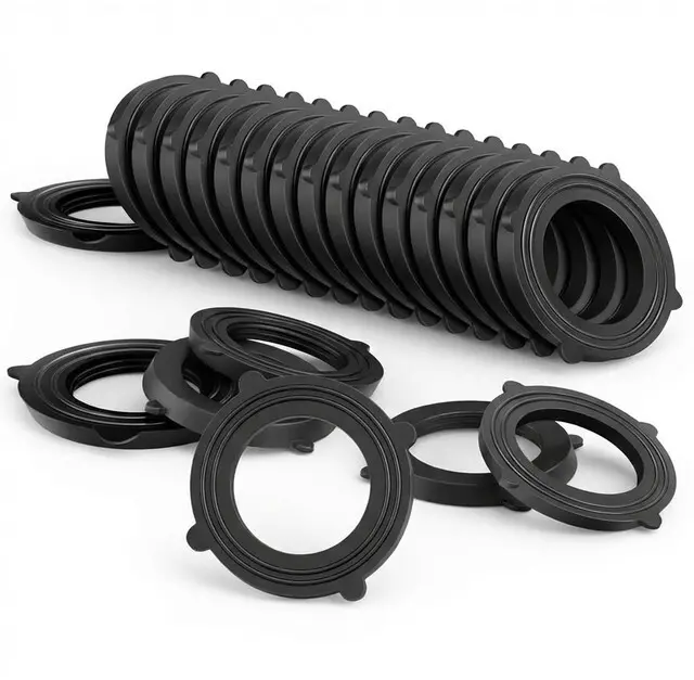 Alt view image 4 of 7 - SmoTecQ 30-Pack Garden Hose Washers with Self-Locking Tabs, Heavy Duty Rubber Seals for 3/4" Hose Fittings, Stay-in-Place Design, Black