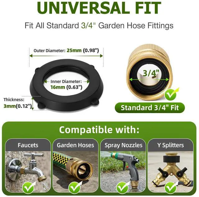 Alt view image 3 of 7 - SmoTecQ 30-Pack Garden Hose Washers with Self-Locking Tabs, Heavy Duty Rubber Seals for 3/4" Hose Fittings, Stay-in-Place Design, Black