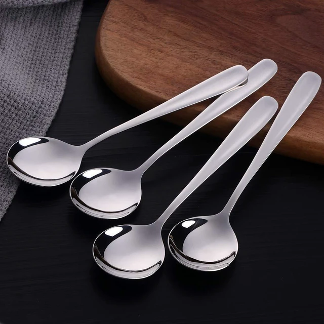 Alt view image 3 of 7 - Baikai 7-Inch 18/10 Stainless Steel Soup Bouillon Dinner Spoons, Set of 4, Silver
