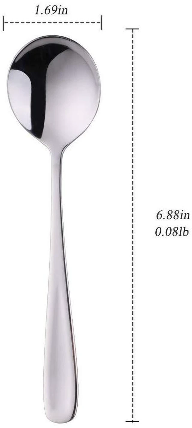 Alt view image 4 of 7 - Baikai 7-Inch 18/10 Stainless Steel Soup Bouillon Dinner Spoons, Set of 4, Silver