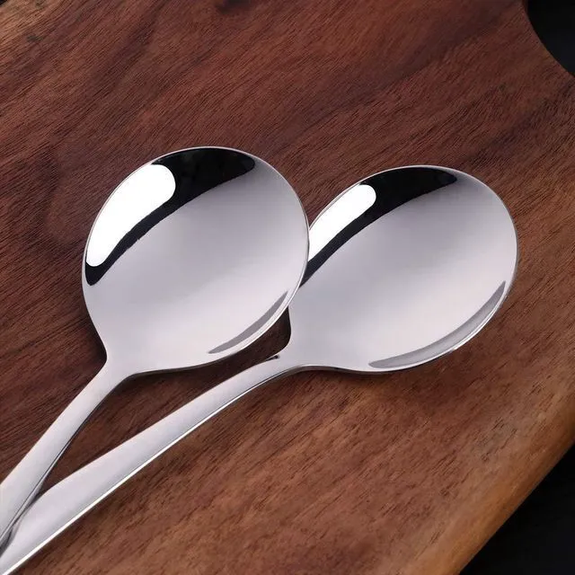 Alt view image 6 of 7 - Baikai 7-Inch 18/10 Stainless Steel Soup Bouillon Dinner Spoons, Set of 4, Silver
