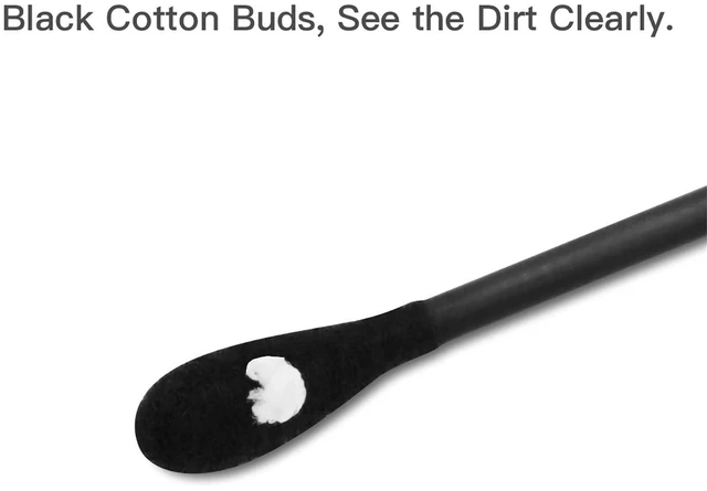 Alt view image 2 of 6 - Tifanso 200 Count Double Tipped Cotton Swabs, Black, Hypoallergenic Natural
