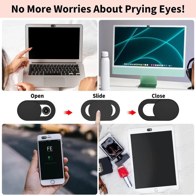 Alt view image 6 of 6 - Yilador Webcam Cover (3 Pack), 0.03inch Ultra Thin Slide for Laptop, iPhone, iPad, MacBook, iMac, PC - Black