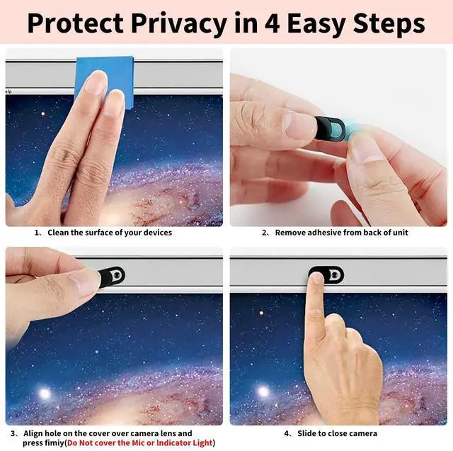 Alt view image 4 of 6 - Yilador Webcam Cover (3 Pack), 0.03inch Ultra Thin Slide for Laptop, iPhone, iPad, MacBook, iMac, PC - Black