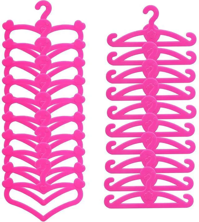 Main image of 62 Pcs Pink Plastic Hangers for 11.5Inch Doll Clothes Gown Dress Outfit Holders Accessories