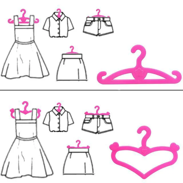 Alt view image 6 of 6 - 62 Pcs Pink Plastic Hangers for 11.5Inch Doll Clothes Gown Dress Outfit Holders Accessories