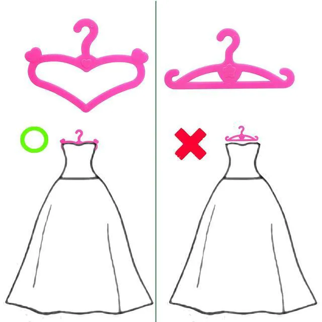 Alt view image 2 of 6 - 62 Pcs Pink Plastic Hangers for 11.5Inch Doll Clothes Gown Dress Outfit Holders Accessories