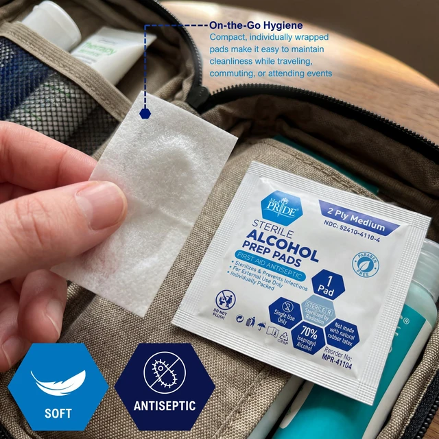 Alt view image 5 of 6 - MED PRIDE Sterile Alcohol Prep Pads 70% Isopropyl 2-Ply 200 Count