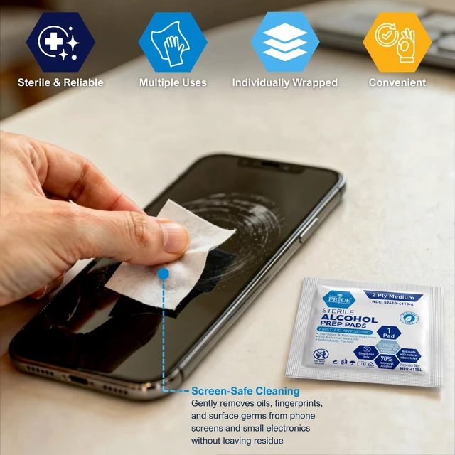 Alt view image 4 of 6 - MED PRIDE Sterile Alcohol Prep Pads 70% Isopropyl 2-Ply 200 Count