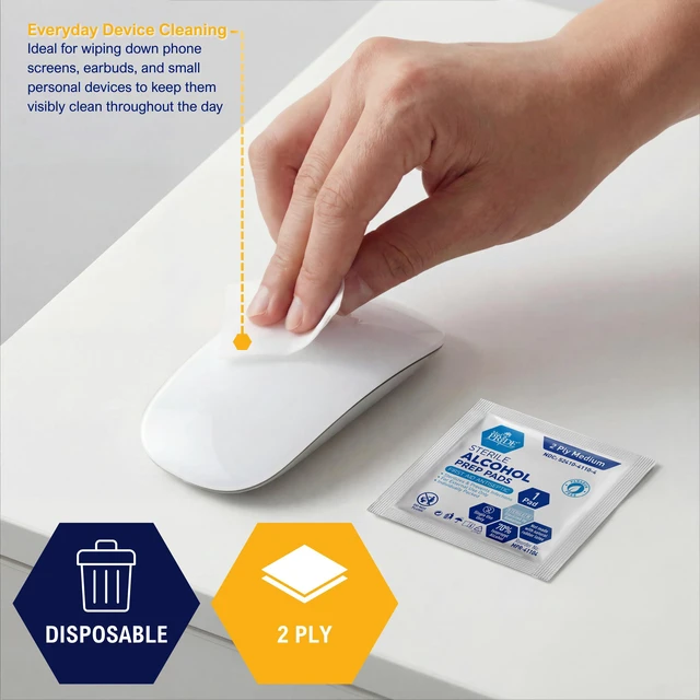 Alt view image 2 of 6 - MED PRIDE Sterile Alcohol Prep Pads 70% Isopropyl 2-Ply 200 Count