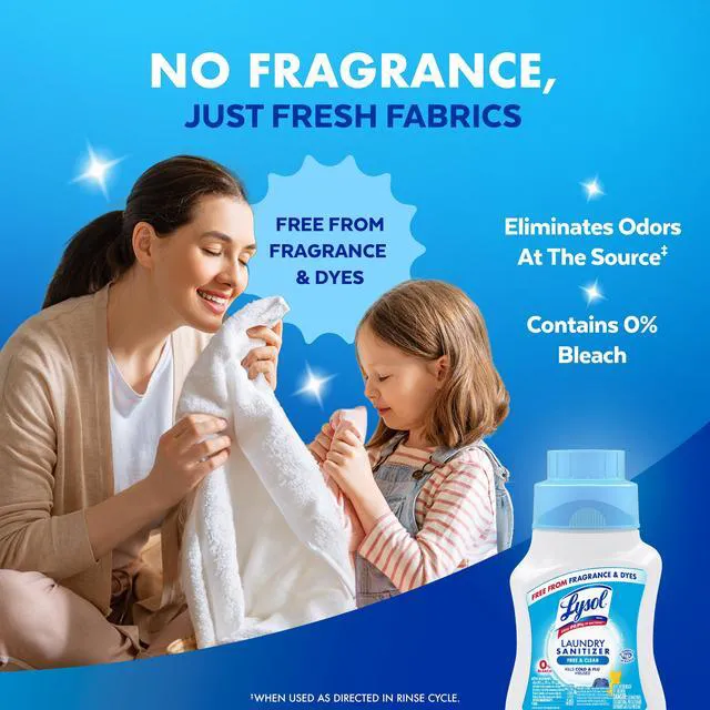 Alt view image 5 of 5 - Lysol Laundry Sanitizer Additive, Unscented, Odor Eliminating Liquid for Clothes and Linens, 41 oz