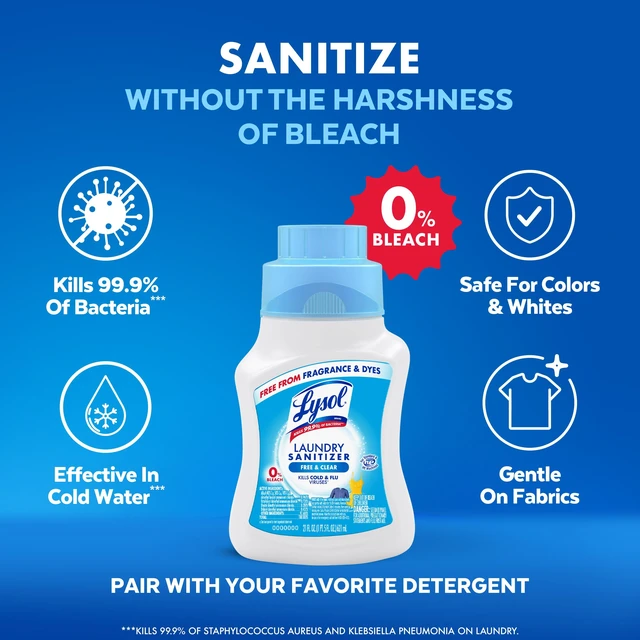Alt view image 2 of 5 - Lysol Laundry Sanitizer Additive, Unscented, Odor Eliminating Liquid for Clothes and Linens, 41 oz